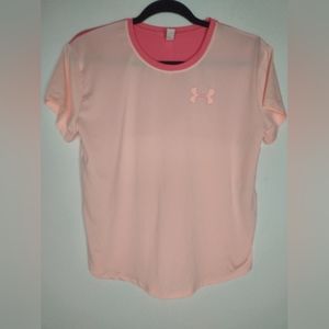NWOT Under Armour Girl's Pink/Heat Gear Activewear Shirt Size XL